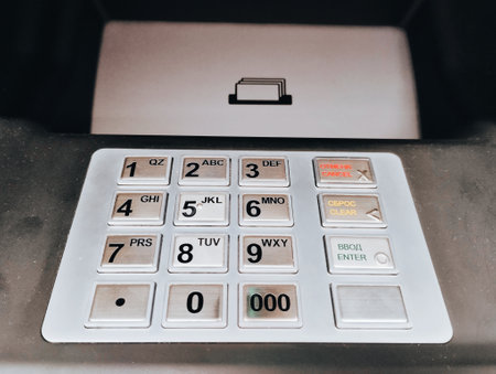 ATM keypad on the cash register - vintage filterの写真素材