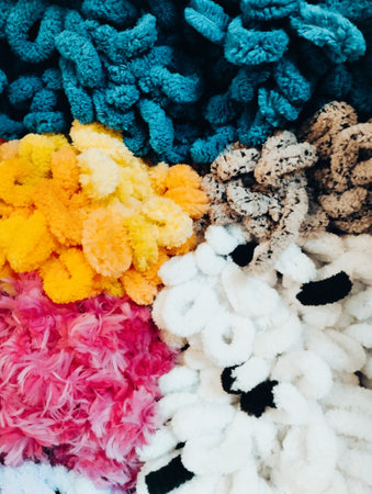 Colorful knitted woolen backgroundの写真素材