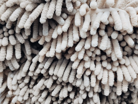 White microfiber mop texture. Close up, top view.の写真素材