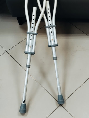Crutches on the floor.の写真素材
