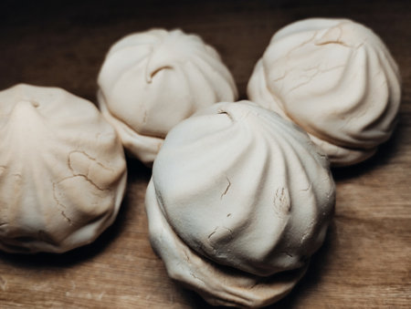 Buns on a wooden table. Toned.の写真素材