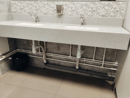 Interior of a bathroom with sink and faucet, vintage filter