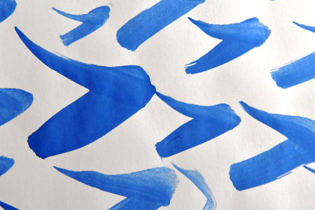 Blue and white watercolor on white paper background. Hand drawn illustration.の写真素材