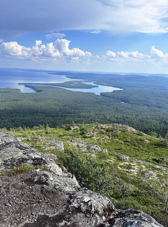 View from the top of the mountain. Karelia, Russiaの写真素材