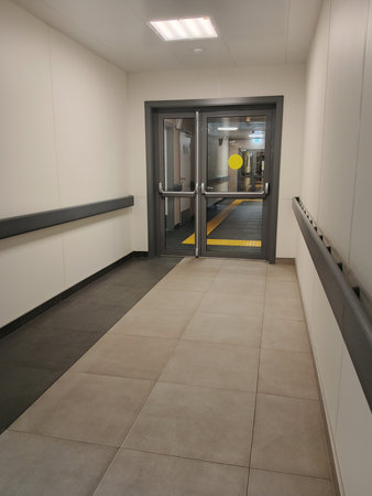 Interior of a modern office building with elevator. Nobody inside.