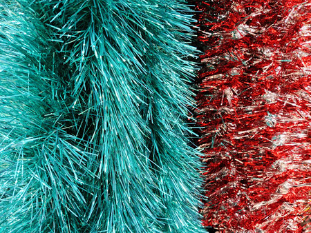 Colorful tinsel as a background. Texture. Close-up.