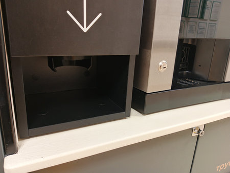 Interior of a modern kitchen with drawers and drawers.