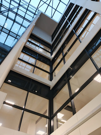 Interior of a modern building, detail of a modern office buildingの写真素材