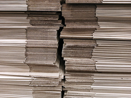 Sheet of paper in packs at the warehouseの写真素材