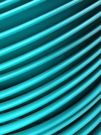 abstract background of blue curved plastic pipes. 3d render illustrationの写真素材