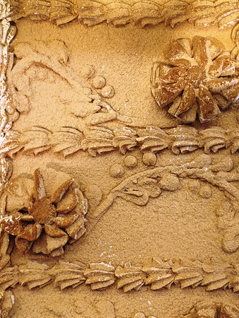 Vintage floral ornament on the wall. Background and texture for design.