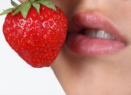 Lips and strawberryの写真素材