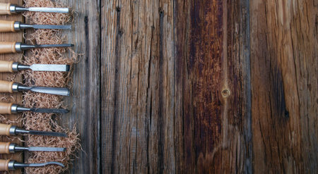 Carpentry, wooden background. Tools under a wooden Board.