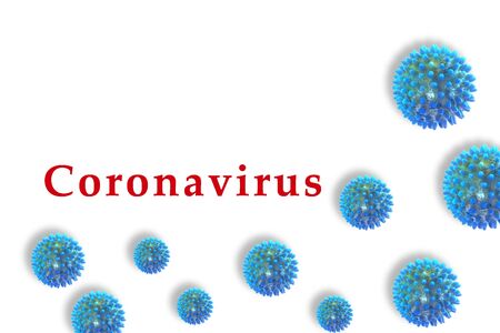Coronavirus, the concept of a virus. Red text on a white background with the image of the virus.Free spaceの写真素材