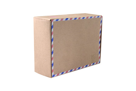 Small cardboard box isolated on white background.