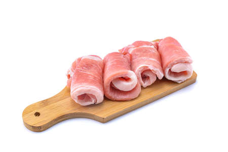 Pork meat rolls isolated on a white background.selective focusの写真素材