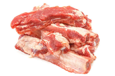 Fresh meat ribs isolated on a white backgroundの写真素材