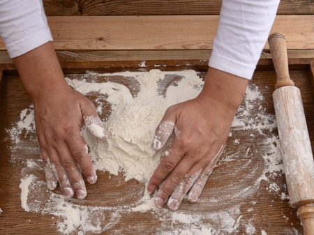 White flour on the desk. Cook for holiday.の写真素材