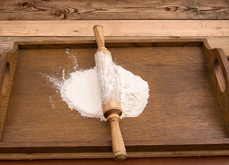 White flour on the desk. Cook for holiday.の写真素材