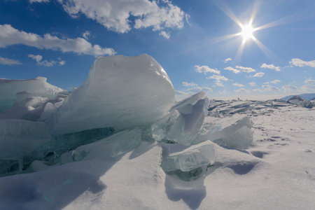 Winter landscape with ice