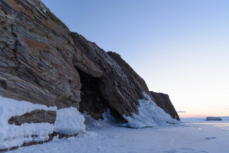 Winter landscape with iceの写真素材