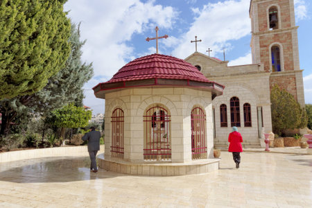 Bethlehem, Israel. - February 14.2017. Greek monastery on the Field of the Shepherds - Chapel in the courtyard of the monasteryのeditorial素材