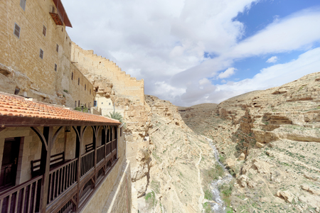 Bethlehem, Israel. - February 14.2017. View of the rocky gorge from the balcony in the Lavra of Savva Sanctified in the Judean Desert.のeditorial素材