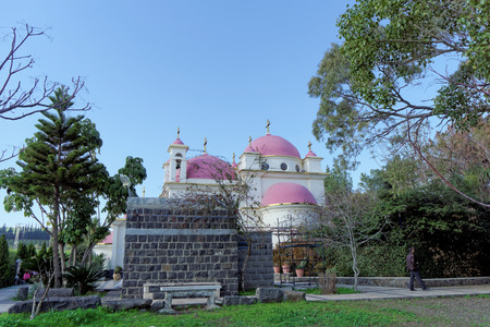 Israel. - February 17.2017. View of the Greek temple of the Cathedral of the Twelve Apostles in Capernaum on the shores of the Sea of Galilee.のeditorial素材