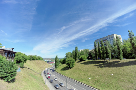 Nizhny Novgorod, Russia. - June 30.2016. The Pokhvalinsky Descent. View down to the Oka Riverのeditorial素材