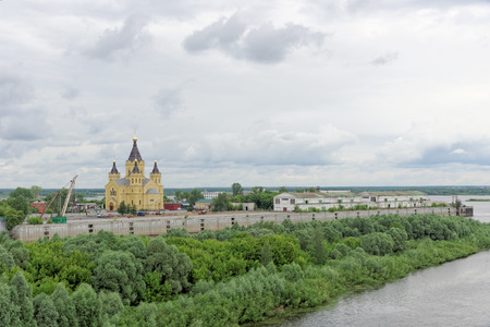 Nizhny Novgorod, Russia. - June 27.2017. The Cathedral of Alexander Nevsky. The huge temple is located at the bank of the Oka River near its confluence with the river Volga.のeditorial素材