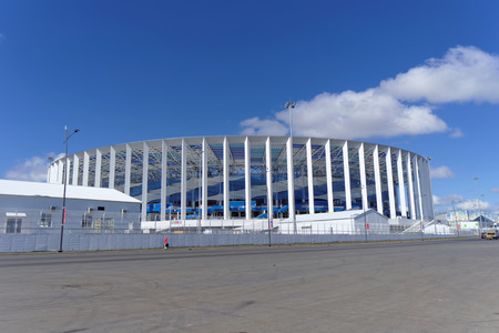 Nizhny Novgorod, Russia. - May 10.2018. Construction of the stadium in Nizhny Novgorod to the FIFA World Cup 2018.のeditorial素材