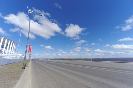 Nizhny Novgorod, Russia. - May 10.2018. Construction of the stadium in Nizhny Novgorod to the FIFA World Cup 2018.のeditorial素材