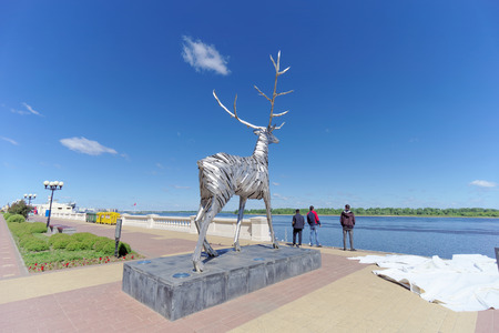 Nizhny Novgorod, Russia. - June 15.2018. The newly built Nizhnevolzhskaya Embankment on the banks of the Volga Riverのeditorial素材