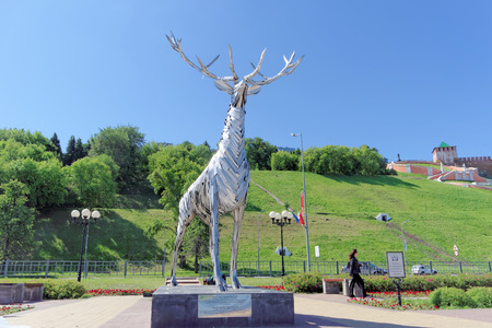 Nizhny Novgorod, Russia. - June 15.2018. The newly built Nizhnevolzhskaya Embankment on the banks of the Volga Riverのeditorial素材