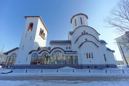 Nizhny Novgorod, Russia. - February 15.2018. hurch in honor of St. Seraphim of Sarov on the street 50 years of Victory.のeditorial素材