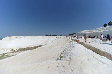 Denizli, Turkey. - July 20.2019. View of the snow-white Pamukkale .のeditorial素材