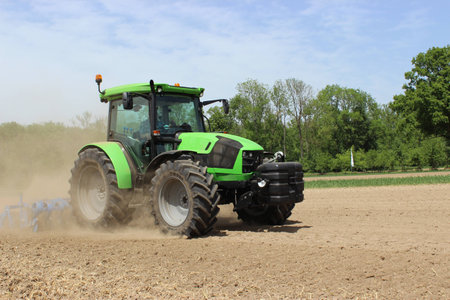 Tractor in the fieldの写真素材