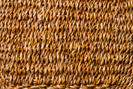 Basket wicker braid weave texture, straw reed macro backgroundの写真素材
