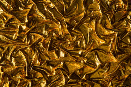 Fabric Golden Waves Background, Gold Cloth Sparkles Shineの写真素材