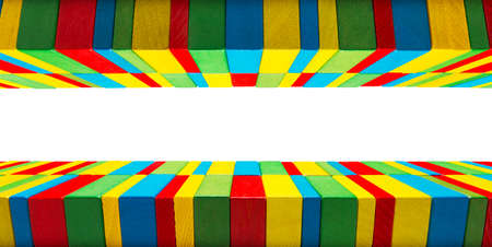 Toys Blocks Border Background, Children Games Color Wood Building Bricks, Clipping Pathの写真素材