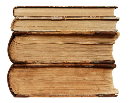 Book Old Edge, Brown Paper Vintage Pile Cover, Isolated over Whiteの写真素材