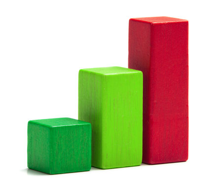 Toy Blocks Progress Bar Stair, Multicolor Baby Bricks Isolated over White