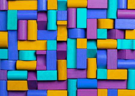 Toys Blocks Background, Abstract Mosaic of Multicolored Kids Toy Bricksの写真素材