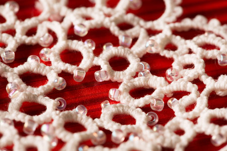 Lace Embroid Snowflake Decoration Ornament, Macro Embroidered Needlework Snow Flake, shallow dof