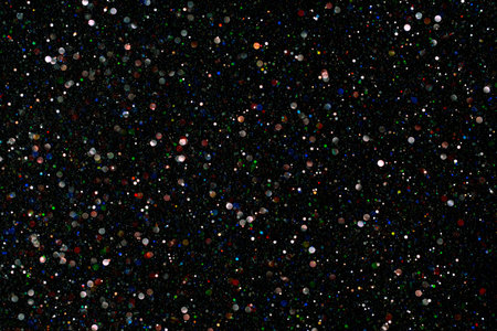 Abstract Light Background, Blurred Color Lights Chaos, De Focused Snow Flakes over Black