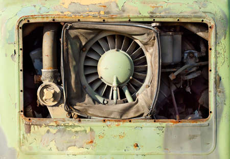 Old Engine Motor, Green Rusty Mechanism of Military Carの写真素材
