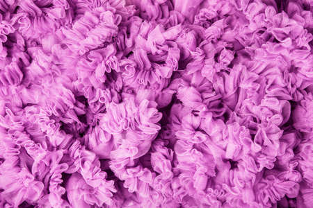 Cloth Waves Background, Pink Fabric Waves, Frill Flounce Lilac Wave Textureの写真素材