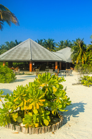 The hotel is on the island. Maldives.の写真素材