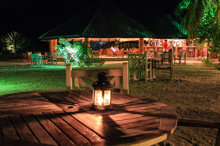 Evening at the hotel in the Maldives.の写真素材