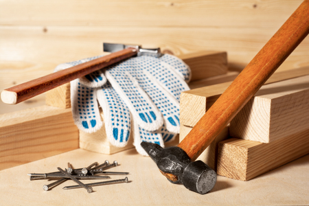 hammers on the bars. concept of home improvementの写真素材